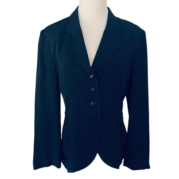 BALMAIN PARIS Sheer Navy Jacket Silk Blend Fitted Style...